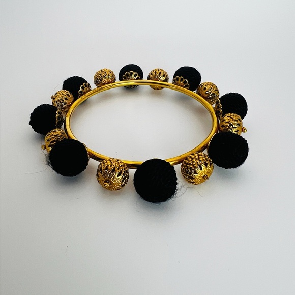 Dolce Gabbana Authentic Black Gold Bangle bracelet pom pom - Picture 4 of 10